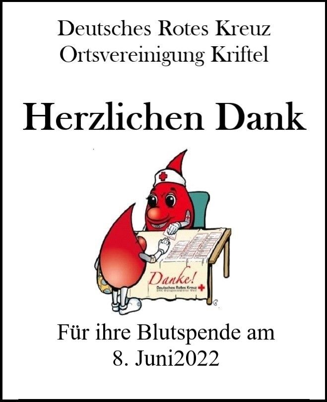 Danke für Ihre Blutspende